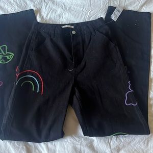 Pacsun jeans with designs on them